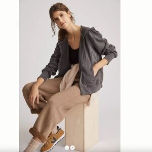 Daily Practice by Anthropologie Abstract Zip Up Hoodie Sweatshirt Gray XS/S